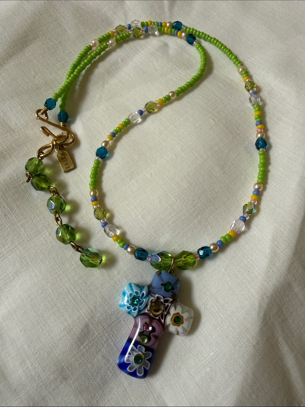 Millefiori Faith Cross pendant necklace